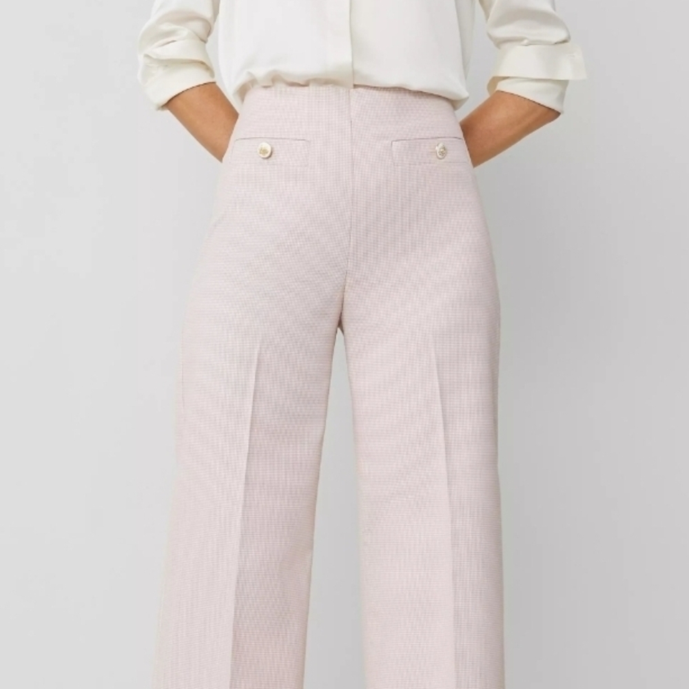 Elegant Pink & White High-Waisted Women's Pants